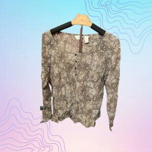 J. JILL Women’s Size Large Brown Floral Peasant Top